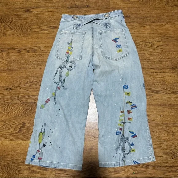 Anthropologie Pilcro Light Blue Wide-Leg Jeans 28 high rise wide leg painted - Picture 6 of 11